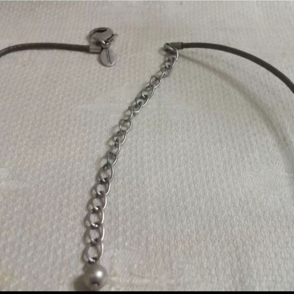 Chico's ST Metal Brown Cord Animal Print  Disk Pendant 20" Necklace w/Earrings - Picture 5 of 8